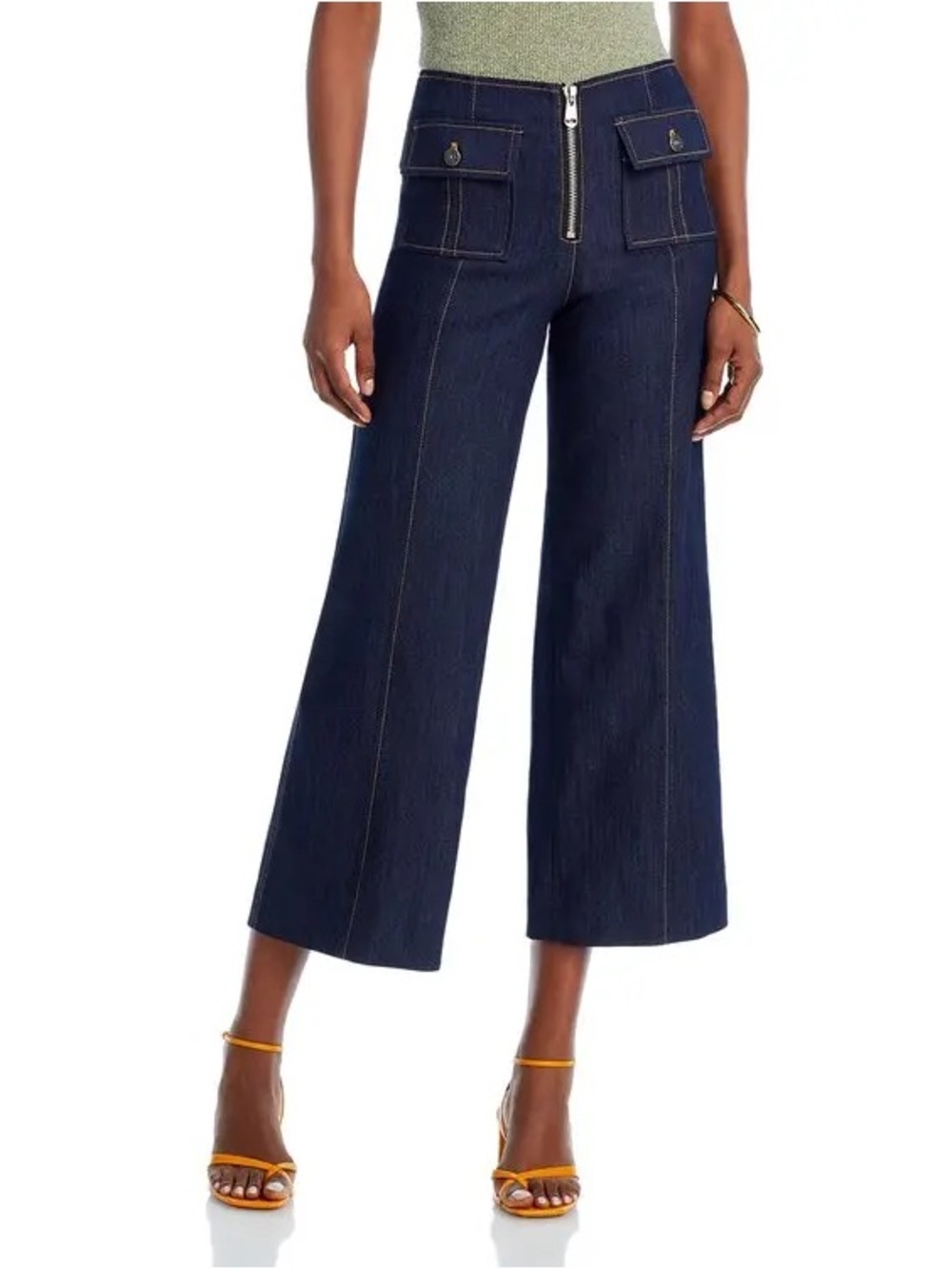 Cinq à Sept Azure Wide-Leg Stitched Denim Pants Size 8